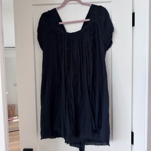 Free People Black Scoop-Neck Peasant Tunic